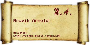 Mravik Arnold névjegykártya